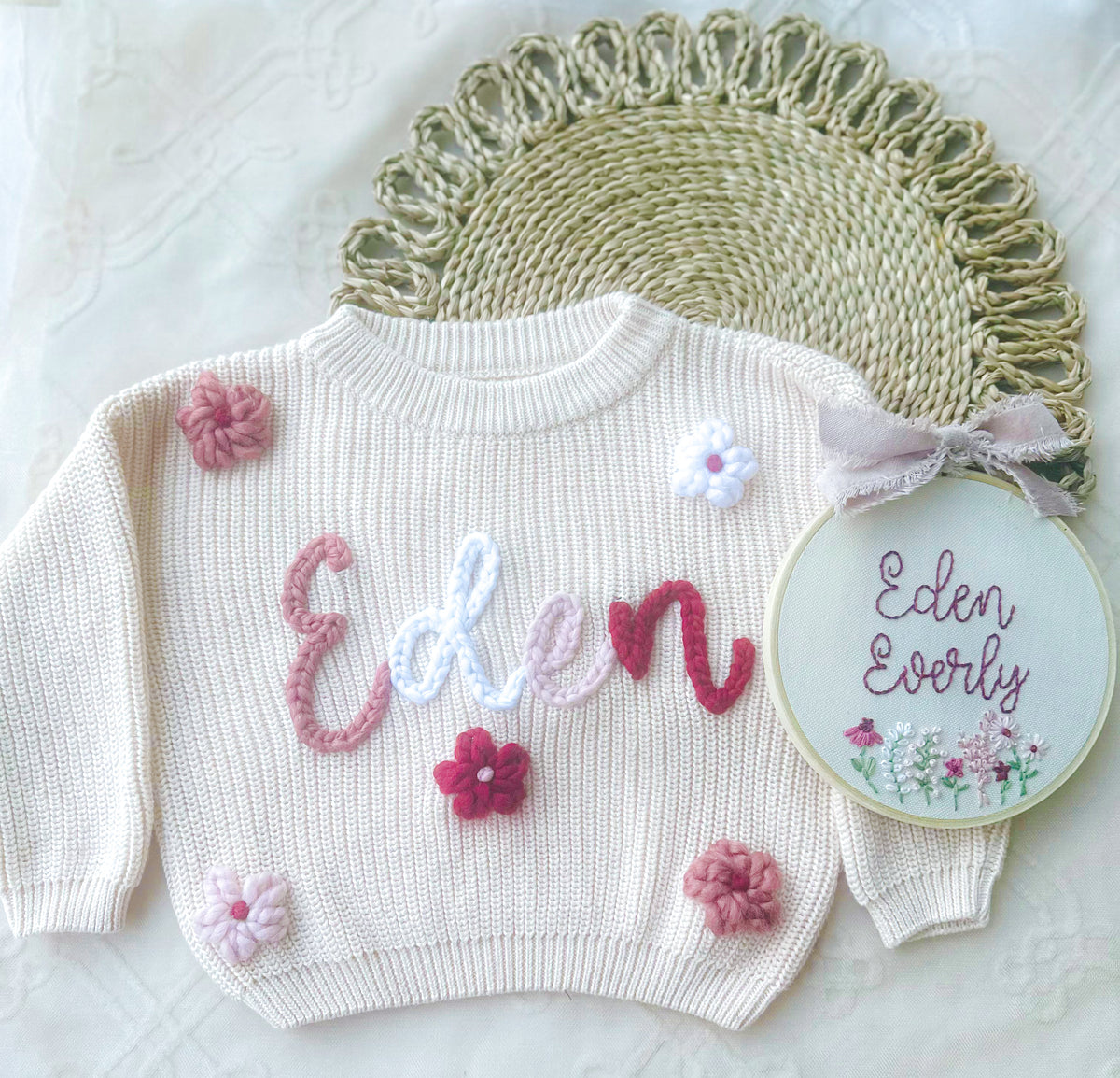 Name Sweater (Can add-on flowers or bows)