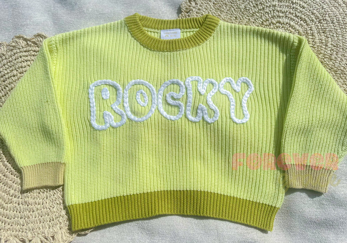 Name Sweater (Can add-on flowers or bows)