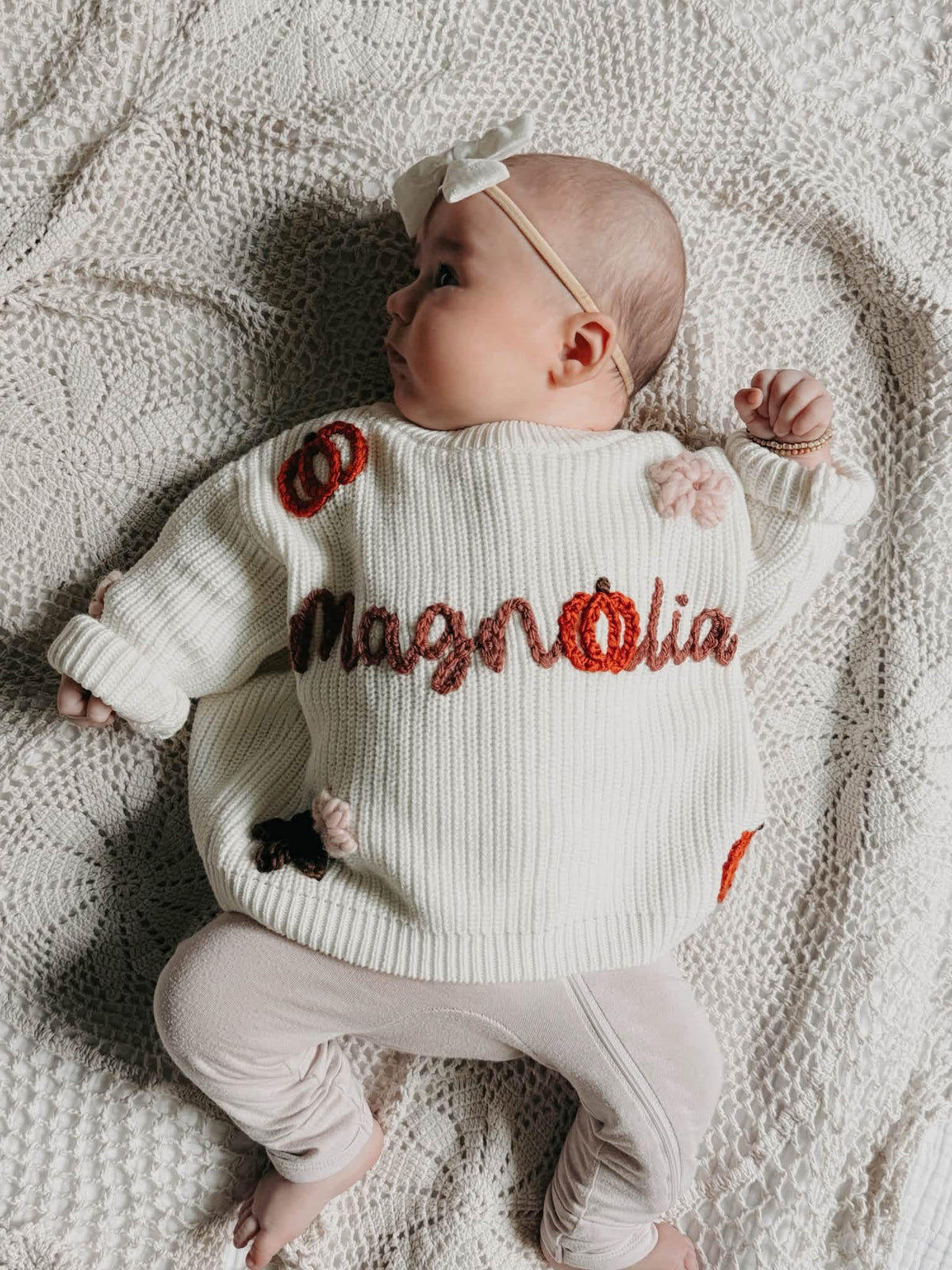 Pumpkin\Floral Sweater+Name