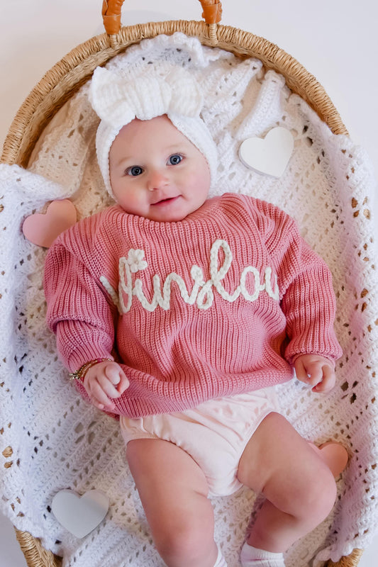 Name Sweater (Can add-on flowers or bows)