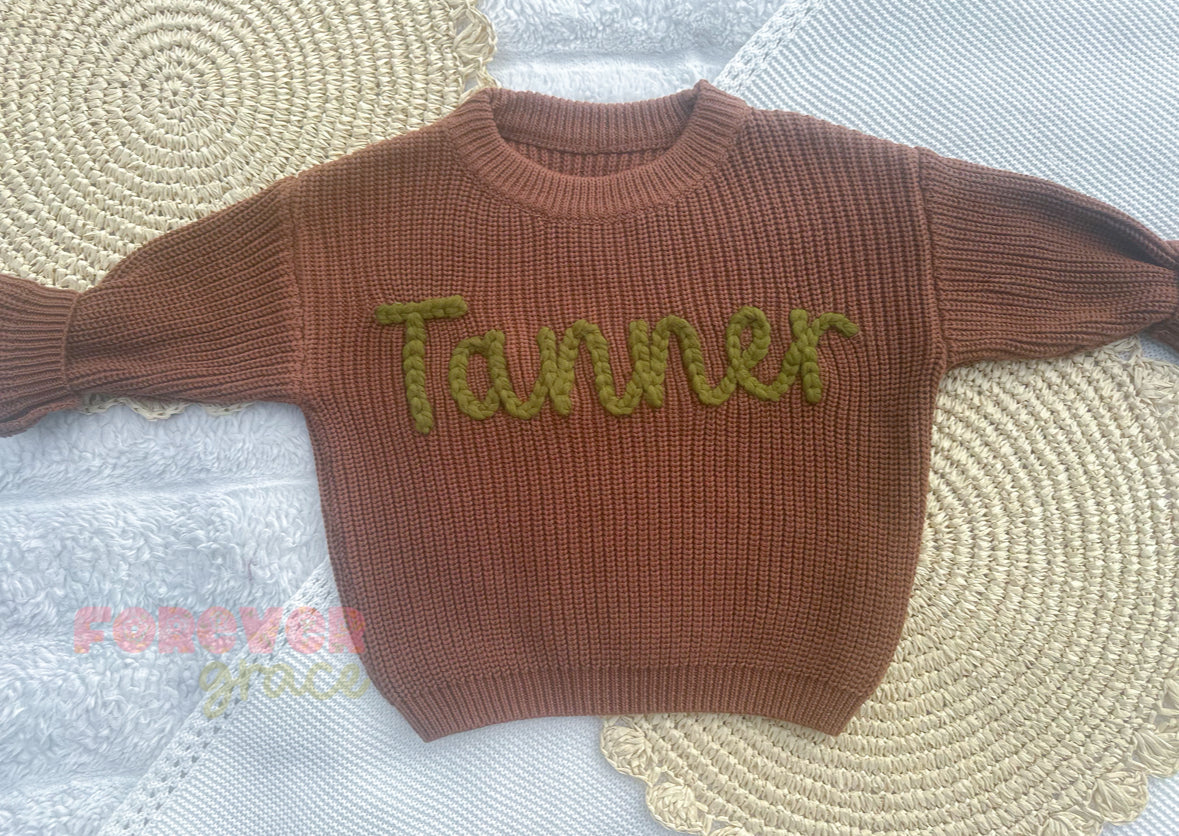Name Sweater (Can add-on flowers or bows)