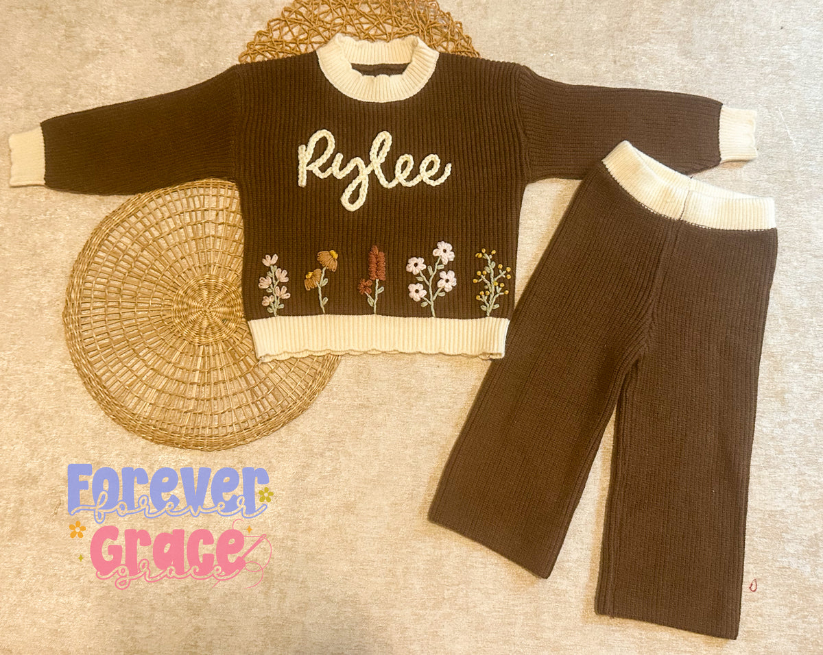 Knit Scalloped Sweater Set