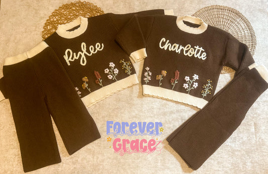 Knit Scalloped Sweater Set