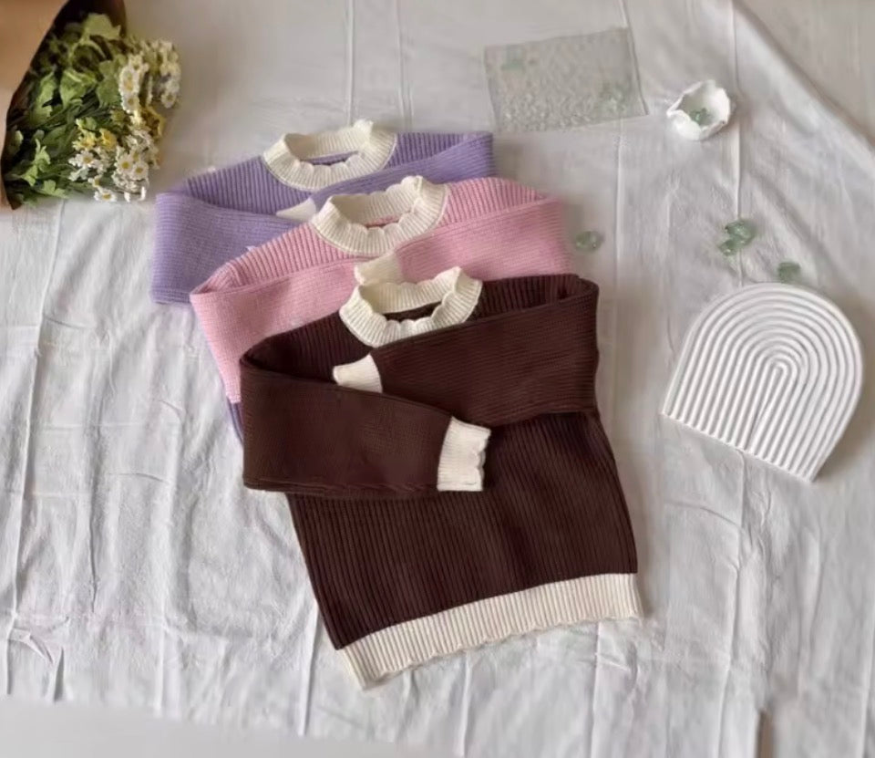 Knit Scalloped Sweater Set